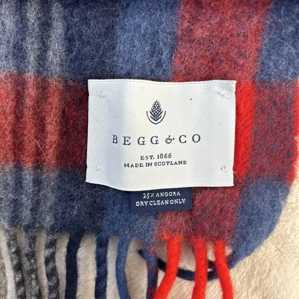 BEGG & Co. Scotland Plaid Scarf Lambswool Angora Classic Warm Fringe BnftsChrty